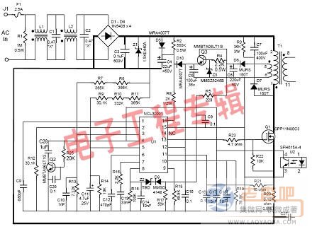 图2:NCL30001CVCC90W演示板初级侧原理图