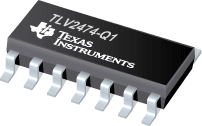 TLV2474-Q1 汽车类 600uA/通道 2.8MHz 轨至轨输入/输出高驱动运算放大器 产品图