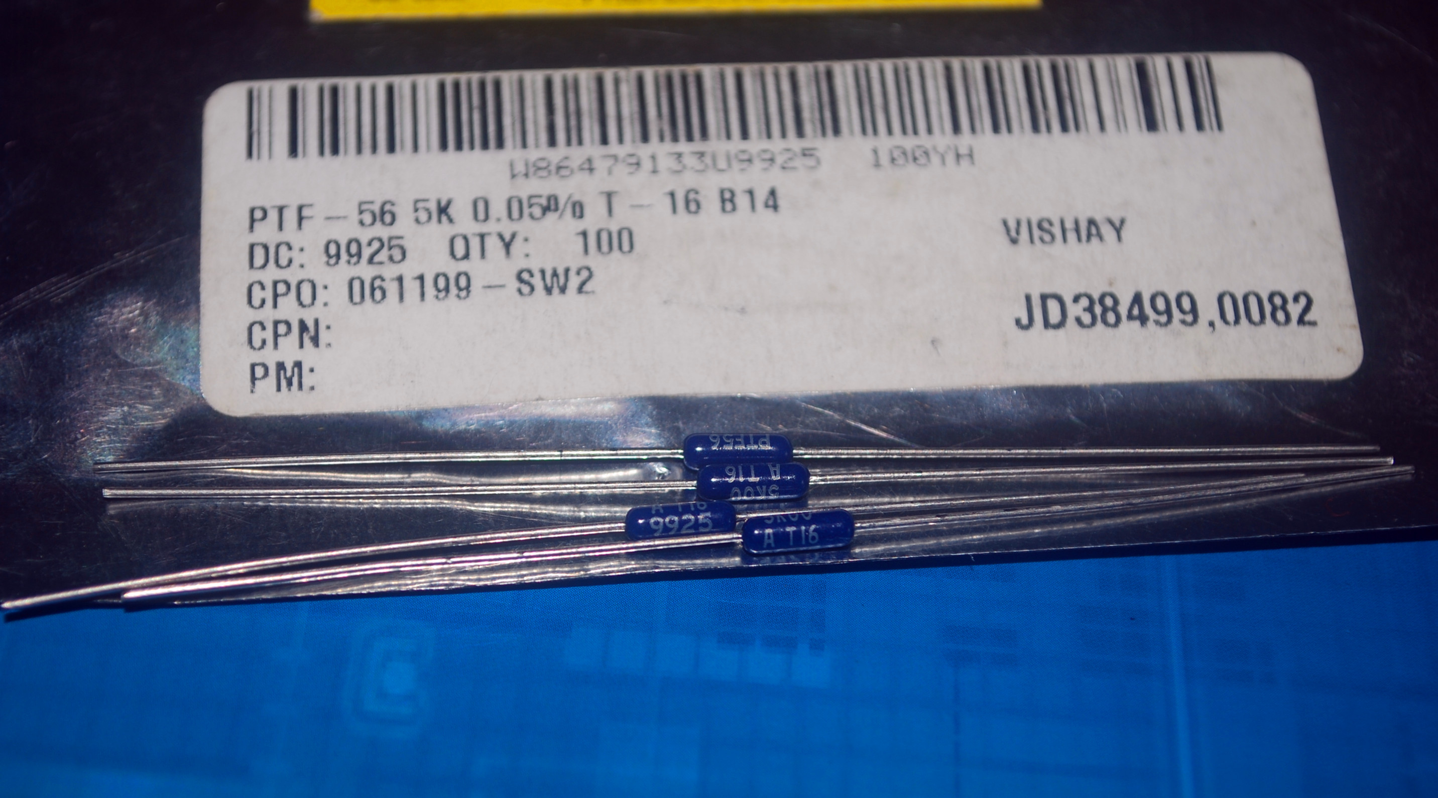 PTF565K0000AZ 高精密电阻  0.01% 5PPM 5K  Vishay 原装进口正品 产品图