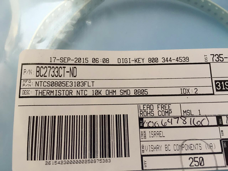 NTCS0805E3103FLT THERMISTOR NTC 10K OHM SMD 0805 产品图