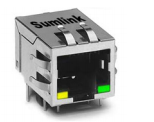 ST-J0011 10/100Base-TX RJ45 1X1 Tab-DOWN with LEDs 8-pin intearated magnetics connector 产品图