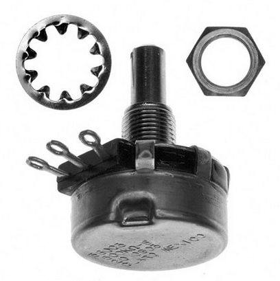 380C3100 Res Conductive Plastic POT 100 Ohm 10% 2W 1(Elec)/1(Mech)Turn 6.35mm (36.5 X 27.78mm) Solder Lug Panel Mount 产品图
