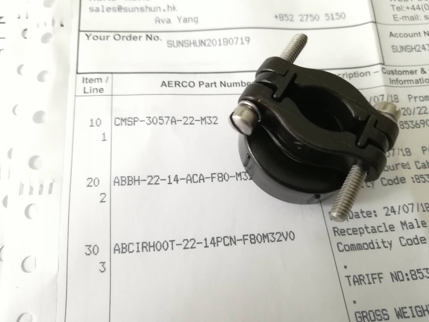 CMSP3057A22M32 AB Connectors ABCIRP 系列 35路 电缆安装 直向 连接器, 40外壳尺寸, 母芯 插头 产品图