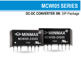 MCWI05-24D12 MCWI05 Series 5 W 24 Vin 5 V Single Output Encapsulated DC/DC Converter - SIP-8 产品图