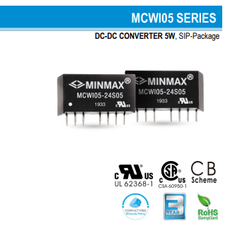 MCWI05-48S24 DC-DC CONVERTER 5W, SIP-Package 产品图